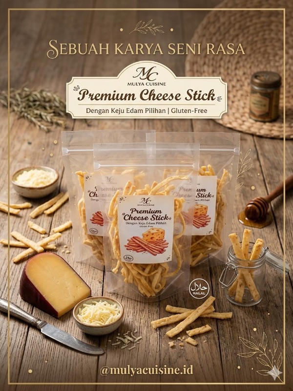 Kemasan Cheesestick Keju Edam Premium Gluten Free isi 120gr – Kentang Mustofa Jakarta by Mulya Cuisine